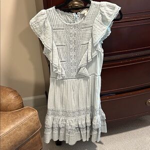 Rebecca Taylor Light Blue Lace-Trim Blouse